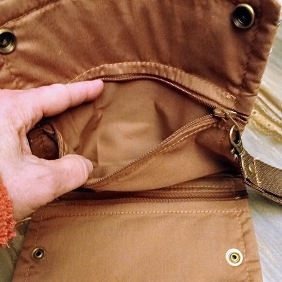 New Southwestern Clutch Wristlet Wallet Brown Cream Geometric Trifold Zip Pouch - Picture 5 of 8